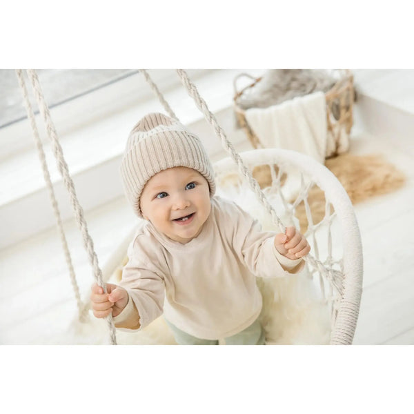 Merino Babymütze Purzl Grau / Größe 40/43