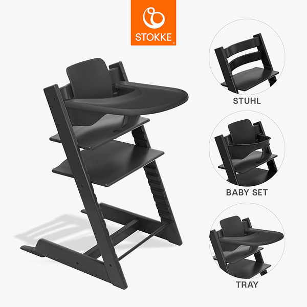 Stokke Tripp Trapp Black + BabySet + Tray